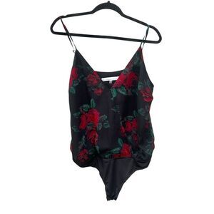 Lovers + Friends Floral Print Bodysuit Size Large Faux Wrap Sleeveless Fairygoth